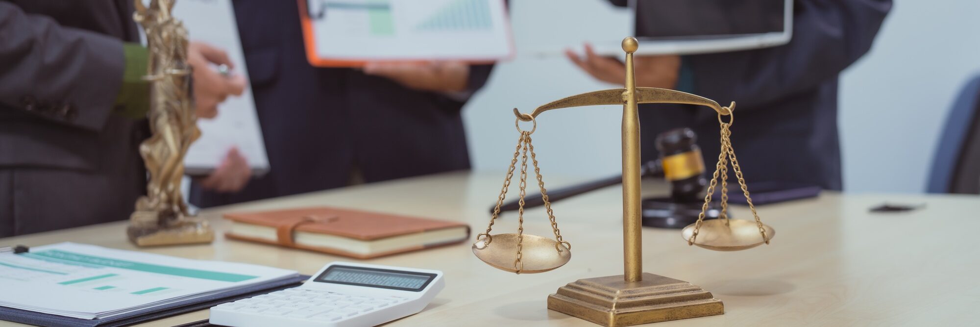 Three lawyers in meeting at the table office, discussing business,civil commercial law,labor law